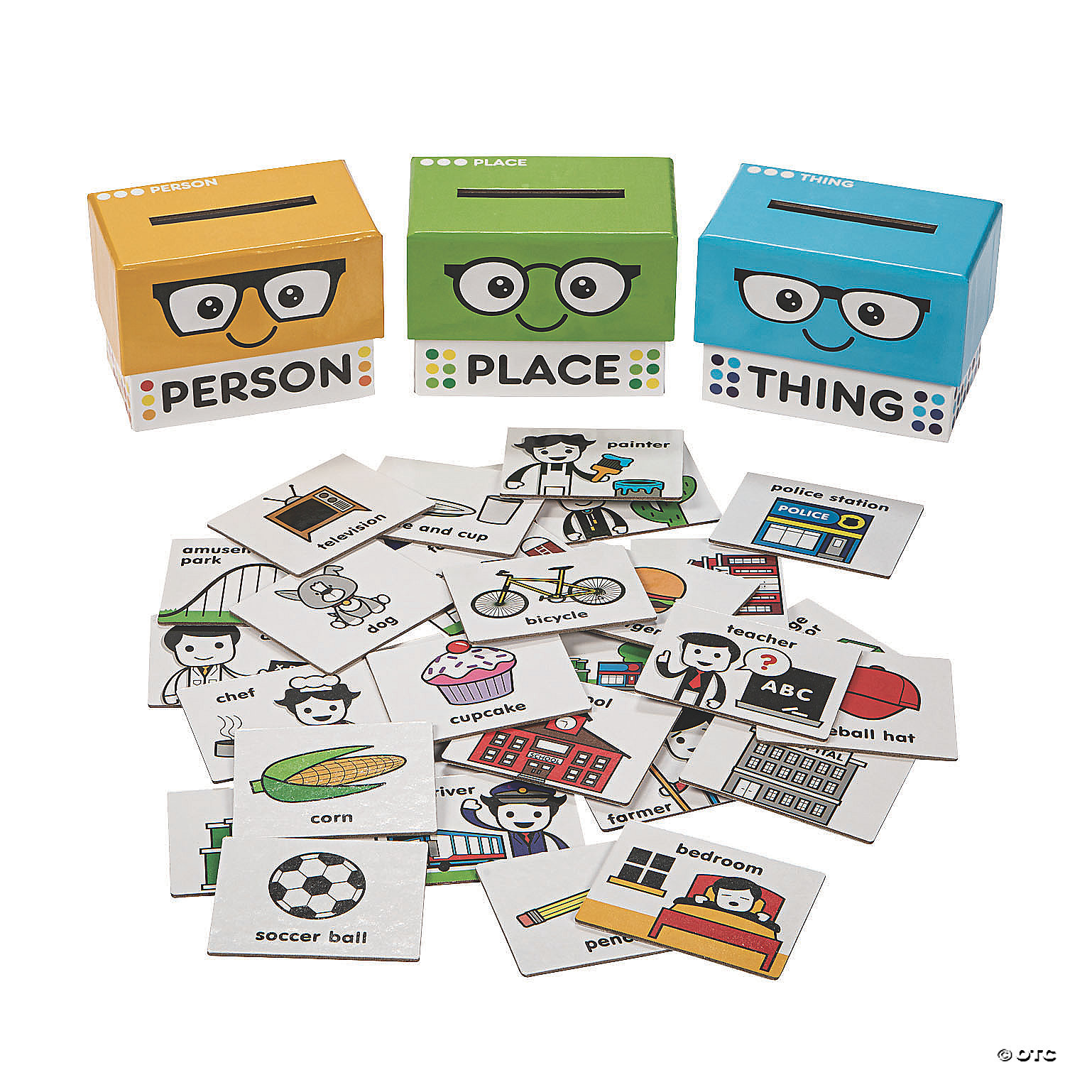 
Person, Place or Thing Cardboard Sorting Boxes with Cards